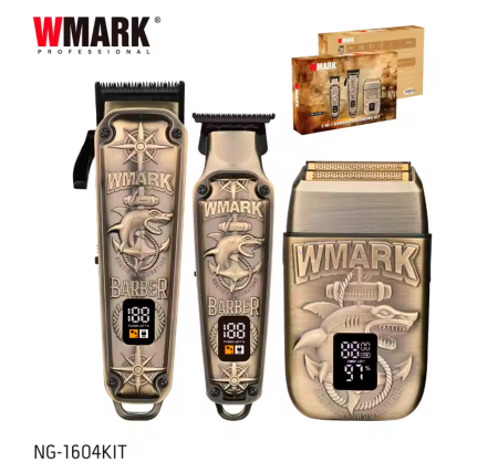 مجموعة ماكينة قص الشعر الاحترافية 3 في 1 من Wmark NG-1604KIT